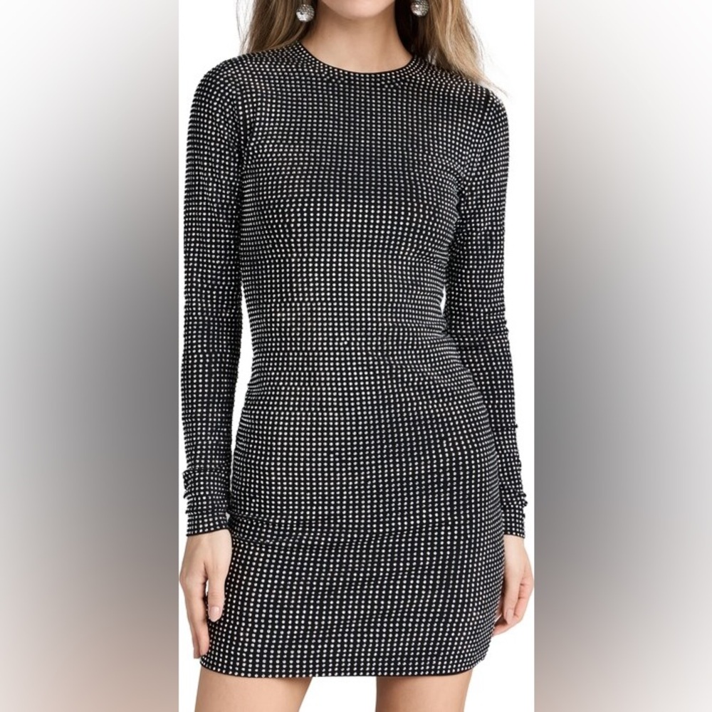 Good American Black Crystal Crew Mini Dress